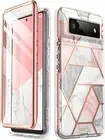 For Google Pixel 6A, i-Blason Dual Layer Marble Case with Screen Protector Cover