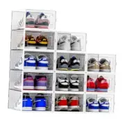 12 Pack Shoe Organizer Storage Bins, Clear Plastic Stackable Shoe Boxes for