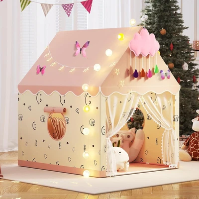 Carpa infantil princesas con luces estrellas banderas mariposas casa juguete