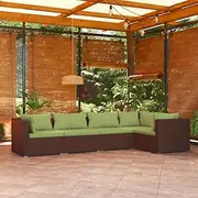 Patio Furniture Sets 5 Piece Garden Lounge Set with Cushions Poly Rattan Brown