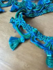 2" Blue Green Aqua Turquoise Tassel Fringe Fabric Trim Trimming Vintage 4 Yards