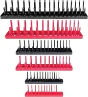 6Pc Socket Organizer Storage Holder Tool Set Tray Rack Metric SAE 1/4" 3/8" 1/2"