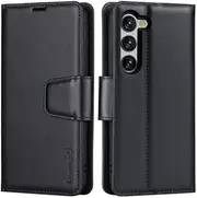 [ZUSLAB] Wallet Case Designed for Samsung Galaxy S23+ 5G Case Hanman Leather Wallet Card Cover (2023) - Black