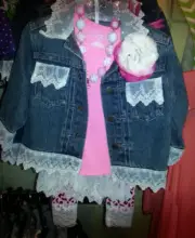 Denim Jacket with Lace trim and matching flower 24 months