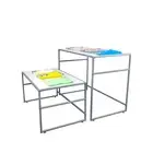 2-Piece Set White Nesting Display Tables 41x24x33 & 39x23x20 Durable Steel Frame