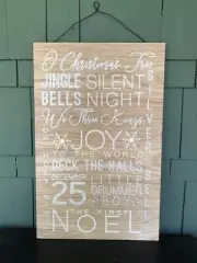 Ashland 20" x 12.5" Wooden Wall Hanging Sign CHRISTMAS CAROLS 3-D Silent Night