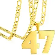 [ANMUXI] Personalized Gold Numbers Necklace, Stainless Steel Chain for Men Women Christmas birthdays