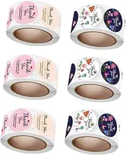WEKAMOS 6 Rolls Flowery Design Stickers for Mother's Day Versatile Packing Sealing Labels for Present Bags Baking and Scrapbooking Fun Floral Patterns Occasion