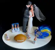 Los Angeles Rams Cake Topper Bride Grooms Wedding Day 6 Pack Beer Football Theme