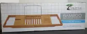 ToiletTree Bamboo Bathtub Caddy with Extending Sides and Adjustable Book Holder