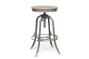 Lirash Height Swivel Bar Stool With Oak Wood Top Grey Finish Benches Bar Stools
