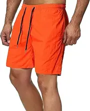 [Aosufei] Men's Quick Dry Loose Solid Beach Shorts 5" Lightweight Casual Sports Shorts Drawstring Breathable Workout Shorts