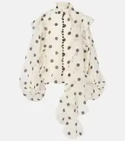 [Zimmermann] Zimmermann Crush polka-dot linen and silk blouse AU 12 white