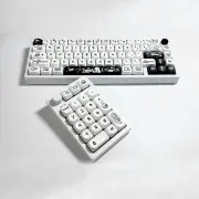 ANYMOB Keycap Keyboard Black White Cat 140 Keys Profile Black Cute Naughty Cat Switch Theme Layout