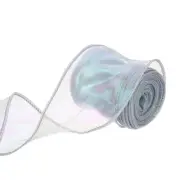 2 3/8" Wide Sheer Wired Organza Ribbon Chiffon Ribbons 10 Yard Silver