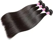 Brazilian Straight Virgin Hair 4 Bundles Deals 8A Unprocessed Remy Hair Mink Good Cheap Weave Wefts Human Hair Extensions 50g/Piece 200Gram Natural Black Colour 10 10 10 25cm