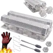 XOIEPZE 2-Pack 12" Pellet Smoker Tube - Smoke Tube for Pellet Smoker With a Stainless Steel Tray - 5 Hours of Billowing Smoke - Smoking Pip Works with Any Grill or Smoker (2 X 12" smoker tube)