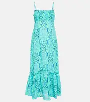 [Rixo] Rixo Sorcha printed cotton midi dress AU 16 blue