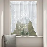 Curtain Drapes Butterfly-Style Pull-Up White Lace Curtains - Jacquard Sheer Drapes for Bay Window, Kitchen, Doorway Room Divider