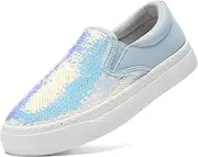 [vinnercoco] Women's Canvas Slip On Shoes Glitter Sequin Sneakers Sparkly Flat Loafers Casual Comfortable Tennis Shoes for Women
