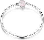 [Teleye] Charm Bracelet 925 Sterling Silver Bracelet with Clasp Charm Fits for Pandora Charm Jewelry Girls Women Gifts