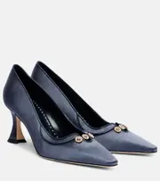 [Manolo Blahnik] Manolo Blahnik Amala 70 embellished satin pumps AU 7 blue