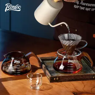 BINCOO 玻璃咖啡分享壺 手沖咖啡濾杯 冷萃帶刻度公道杯 沖泡壺 品鑒杯 500ML