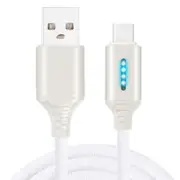 2PCS Automatic Auto Cut-off LED Light USB Fast Charging Data Cable For IPhone/for Android for Type C Gifts WHITE COLOR