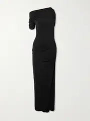 [Jacquemus] Jacquemus - The Drapeado One-sleeve Jersey Midi Dress - Black - small small Black