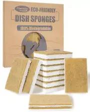 Biodegradable Natural Kitchen Sponge 12Pack Compostable Cellulose and Coconut W