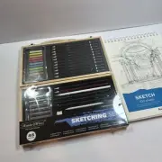 46 Piece Sketching Set Pencils Graphite Charcoal And More