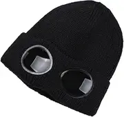 [MansWill] Unisex Wool Knitted Goggles Beanie, Warm Winter Stylish Hat Autumn Outdoor Sports Cap Fashion Womens Indoor Leisure Heat Keeper Ear Snow Cold Protector