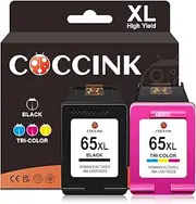 COCCINK for HP 65 Ink Cartridge Black and Color High-Yield for DeskJet 3700 3720 3721 3755 3722 3723 3752 2600 2620 2652 Envy 5034 5055 5052 5058 Printer hp65xl hp 65 XL Ink
