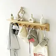 XAOHOME Entryway Coat Rack Hooks with Shelf, Sturdy Wooden Floating WallOrganizer Shelf with 4 Hooks siutable for Entrance, Mudroom, Kitchen, Bathroom,.etc(2pc-Oak Finish)