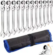 12-Piece Metric Ratchet Wrench Set 8-19mm with Flex Head - Chrome Vanadium