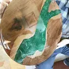 Green Epoxy Table, River Coffee Table, Wood Table, Resin Table Top