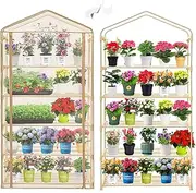 [Purlyu] Garden 50% Extra Wide Mini Greenhouse 5 Tier Portable Plant Green House 40 in Wide -Sturdy Gardening Shelves with PE Cover & Roll-Up Zipper Door-19″W. x 40″L. x63″H(PLGH1005OWP)