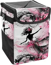 Car Trash Can with Lid and Storage Pockets Leak-Proof Organizer,Waterproof Garbage Can,Colorful Pink Red Hearts Love Girl