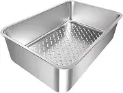 Generic Stainless Steel Litter Box with High Sides Splashproof Pet Cleaning Tool Cat Litter Tray Pet Toilet for Indoor Cats
