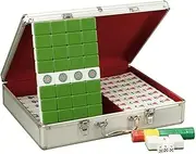 Mahjong Tiles Chinese Mahjong Set Mah Jong 144 Tiles with Silver Aluminum Case Mahjong Cards Mahjong Game Travel Mahjong Tiles Entertainment Toy Chinese Mahjong