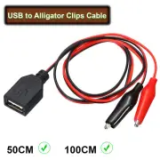 Alligator Test Clips Clamp to USB Female Power Supply Adapter Cable Wire 1M 50CM