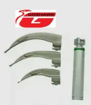 NEW ORIGNAL FIBER OPTIC Laryngoscope Mac Set of 3 BLADE & HANDLES ENT Anesthesia