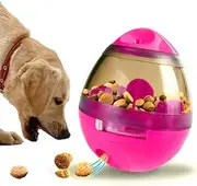 EZONEDEAL Tumbler Pet Toy, Automatic Pet Slow Feeder Treat Ball, Cat Dog Toy for Pet Increases IQ Interactive, Adjustable Dog Treat Dog Ball Dispensing Dog Toys (Pink)