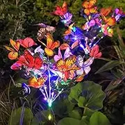 Solar Outdoor Butterfly Lights, Waterproof Solar Garden Light, New Upgraded LED String Lights, Realistic Butterfly Swaying Lamp Stake Decor for Garden Yard Porch Lawn for Womens Mother's Day(Colorful