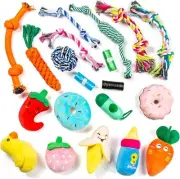 Squeaky & Rope Dog Toys 20 Units Bundle for Puppy and Small Dogs Stuffed Toys...