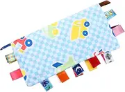 BESTonZON Newborn Swaddle Baby Nursery Blanket 1pc Plush Security Blanket with Colorful Tags Soft Comforter and Snuggle Ideal Tag Blanket for Newborns and