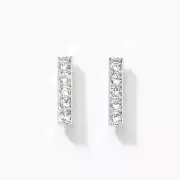 Touchstone Crystal Earrings Pave Bar 1/2” Rhodium New Condition