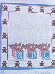 Mindy Needlepoint Canvas Hand Stitch Painted Bear Blocks Birth Announcement M