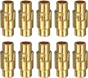 uxcell 10pcs Leather Cord End Clasp 4mm Hole Magnetic Cord End Caps Closures Leather Bracelet Buckle for Jewelry Making DIY Supplies Crafts, Gold Tone