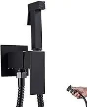 Titanium Gold Toilet Sprayer Kit – Dual Cold & Hot Water Mixer with Square Shower Head, Ideal for Kitchen, Bathroom & Toilet Use(Matte Black)